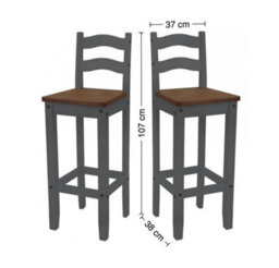 Mercers Furniture Corona Grey Bistro Table And 2 Barstools Kitchen Dining Solid Wood Mexican Pine Wooden Tall High Breakfast Bar - thumbnail 6
