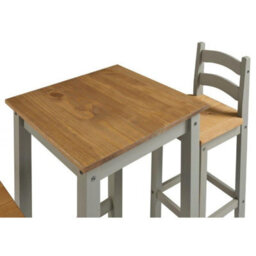 Mercers Furniture Corona Grey Bistro Table And 2 Barstools Kitchen Dining Solid Wood Mexican Pine Wooden Tall High Breakfast Bar - thumbnail 2