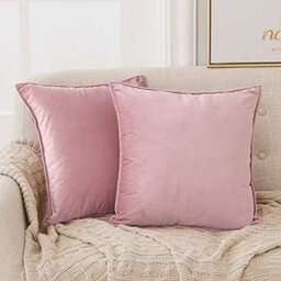 Deconovo Set Of 2 Soft Crushed Velvet Cushion Covers With Invisible Zipper 50Cm X 50Cm Light Pink - thumbnail 1