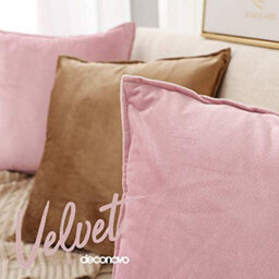 Deconovo Set Of 2 Soft Crushed Velvet Cushion Covers With Invisible Zipper 50Cm X 50Cm Light Pink - thumbnail 2