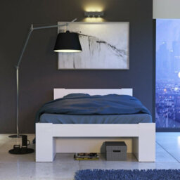 Impact Furniture White Double Bed Frame With Storage Shelves Headboard 140Cm Solid Wood Slats Nepo - thumbnail 6