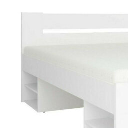 Impact Furniture White Double Bed Frame With Storage Shelves Headboard 140Cm Solid Wood Slats Nepo - thumbnail 4