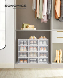 Songmics Shoe Boxes, Pack Of 15 Stackable Shoe Storage Organisers, Foldable And Versatile For Sneakers - thumbnail 1