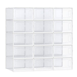 Songmics Shoe Boxes, Pack Of 15 Stackable Shoe Storage Organisers, Foldable And Versatile For Sneakers - thumbnail 2