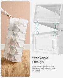 Songmics Shoe Boxes, Pack Of 15 Stackable Shoe Storage Organisers, Foldable And Versatile For Sneakers - thumbnail 3