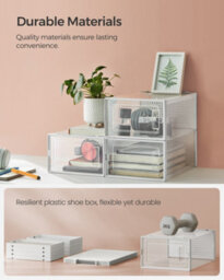 Songmics Shoe Boxes, Pack Of 15 Stackable Shoe Storage Organisers, Foldable And Versatile For Sneakers - thumbnail 4