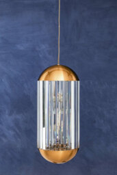 Orsina Capsule 6 Bulb Pendant Light, Metal Frame With Crystal Panels, Contemporary Minimalist Ceiling Light - thumbnail 3