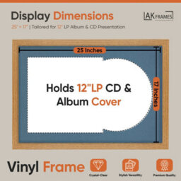 "AK Frames 25X17"" Oak Modern Vinyl Record Frame With Pompadour Mount For 12 Inch Lp Cover & Disc - Overlapped Design" - thumbnail 2
