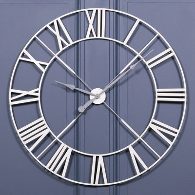 Large Vintage Cream Distressed Twist Frame Wall Clock With Grey Hands - image 1