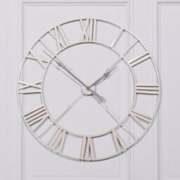 Large Vintage Cream Distressed Twist Frame Wall Clock With Grey Hands - thumbnail 4