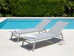 Beliani Sun Lounger Noli Reclining Metal Grey - thumbnail 2