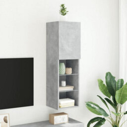 Berkfield Tv Cabinet With Led Lights Concrete Grey 30.5X30X102 Cm - thumbnail 4