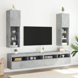 Berkfield Tv Cabinet With Led Lights Concrete Grey 30.5X30X102 Cm - thumbnail 3