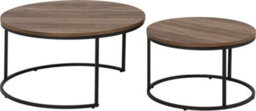 Seconique Quebec Round Coffee Table Set Medium Oak Effect Black - thumbnail 4