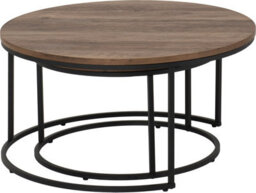 Seconique Quebec Round Coffee Table Set Medium Oak Effect Black - thumbnail 2
