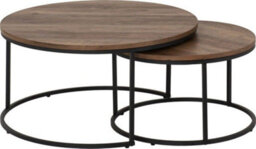 Seconique Quebec Round Coffee Table Set Medium Oak Effect Black - thumbnail 1