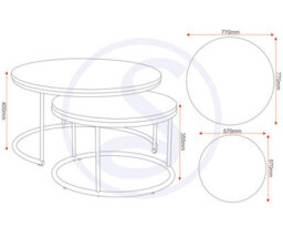 Seconique Quebec Round Coffee Table Set Medium Oak Effect Black - thumbnail 8