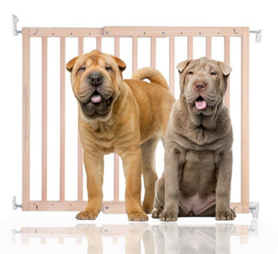 Bettacare Chunky Wooden Screw Fit Dog Gate, 63.5Cm - 105.5Cm, Natural, Wooden Dog Gate Gate, Screw Fit Pet Stair Gate, Puppy Gate - image 1