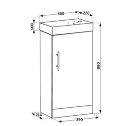 Homestylestore 400mm Concrete Grey Bathroom Vanity Unit With Black Basin - thumbnail 3