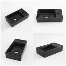 Homestylestore 400mm Concrete Grey Bathroom Vanity Unit With Black Basin - thumbnail 2