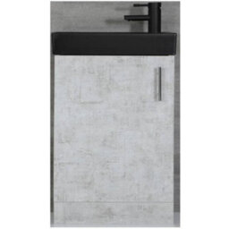 Homestylestore 400mm Concrete Grey Bathroom Vanity Unit With Black Basin - thumbnail 1