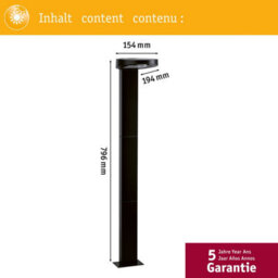 Paulmann 94249 Ryse Solar Bollard Light Led Outdoor Luminaire Incl. 1X1.2 Watt Anthracite Plastic 3000 K Warm White - thumbnail 4