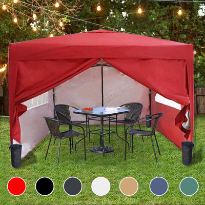 Birchtree Waterproof 3M X 3M Heavy Duty Pop Up Gazebo Marquee Garden Awning Party Tent Canopy 600D Polyester Steel Frame Red - image 1