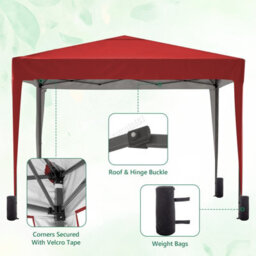 Birchtree Waterproof 3M X 3M Heavy Duty Pop Up Gazebo Marquee Garden Awning Party Tent Canopy 600D Polyester Steel Frame Red - thumbnail 6