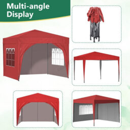 Birchtree Waterproof 3M X 3M Heavy Duty Pop Up Gazebo Marquee Garden Awning Party Tent Canopy 600D Polyester Steel Frame Red - thumbnail 7
