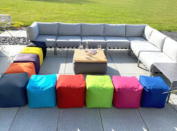 Beautiful Beanbags Beanbag Cube Footstool - Water-Resistant Bean Bag Pouffe For Indoor Or Outdoor Use - Red - thumbnail 6