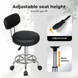 Levede Swivel Drafting Chair Round Rolling Stool Leather Height Adjustable - thumbnail 5