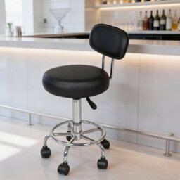 Levede Swivel Drafting Chair Round Rolling Stool Leather Height Adjustable - thumbnail 1