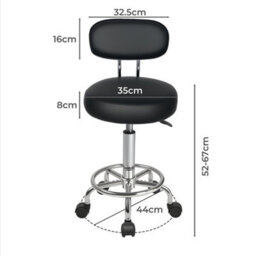Levede Swivel Drafting Chair Round Rolling Stool Leather Height Adjustable - thumbnail 4