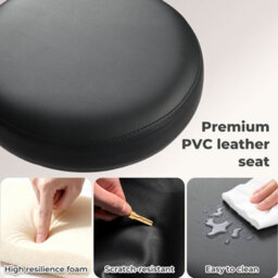 Levede Swivel Drafting Chair Round Rolling Stool Leather Height Adjustable - thumbnail 7