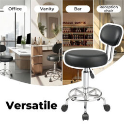 Levede Swivel Drafting Chair Round Rolling Stool Leather Height Adjustable - thumbnail 9
