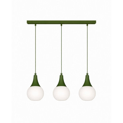 Luminosa Lighting Luminosa Lacrima Bar Pendant Ceiling Light Green White Glass Shade 3X E27 - image 1