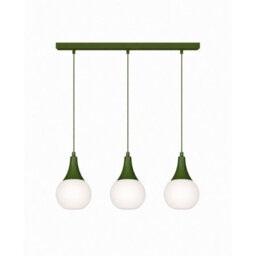 Luminosa Lighting Luminosa Lacrima Bar Pendant Ceiling Light Green White Glass Shade 3X E27 - thumbnail 1