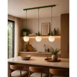 Luminosa Lighting Luminosa Lacrima Bar Pendant Ceiling Light Green White Glass Shade 3X E27 - thumbnail 2