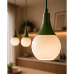 Luminosa Lighting Luminosa Lacrima Bar Pendant Ceiling Light Green White Glass Shade 3X E27 - thumbnail 3