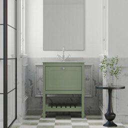 Balterley Coppenhall Traditional Bathroom 1 Soft Close Drawer Floor Standing Vanity Unit Marble Top Basin, Fern Green/white, 620mm - thumbnail 2