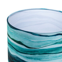 Happy Homewares Sea Waves Drum Lamp Shade In Teal Duck Egg And Navy Blue - 30Cm Linen - thumbnail 4