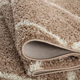 The Rugs Moroccan Shaggy Rugs And Runners Soft Fluffy Diamond Design High Pile Beige And Ivory Living Room Kitchen Hallway 520 - thumbnail 4