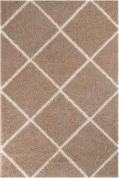 The Rugs Moroccan Shaggy Rugs And Runners Soft Fluffy Diamond Design High Pile Beige And Ivory Living Room Kitchen Hallway 520 - thumbnail 2
