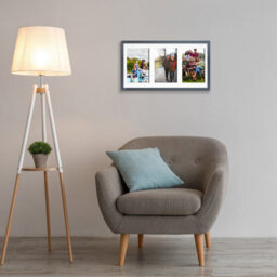AK Frames 40X20Cm Dark Grey Sleek Multi Photo Frame With White Mount - Holds 3 Apertures (3X) 6X4 Photos - thumbnail 3