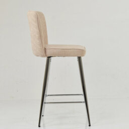 Lakeland Furniture Padstow Natural Cream Fabric Chrome Fixed Base Bar Stool - thumbnail 4