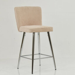 Lakeland Furniture Padstow Natural Cream Fabric Chrome Fixed Base Bar Stool - thumbnail 3