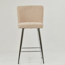 Lakeland Furniture Padstow Natural Cream Fabric Chrome Fixed Base Bar Stool - thumbnail 2