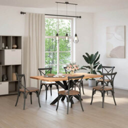 Berkfield Dining Table Leg Spider Shape Black 120X68X(72-73) Cm Steel - thumbnail 2