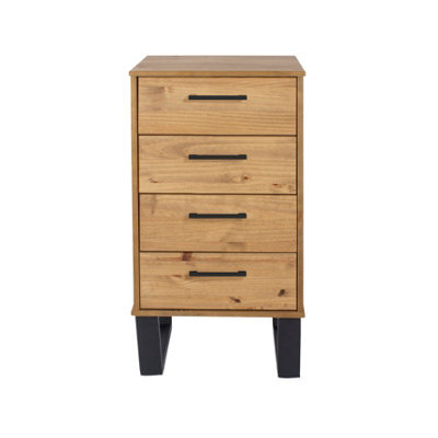 Core Products 4 Drawer Narrow Chest Of Drawers - Antique Waxed Pine, H90.3Cm X W45.0Cm X D39.5Cm - image 1