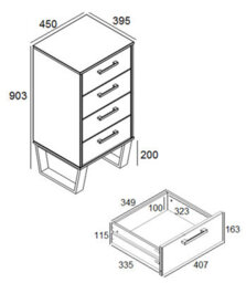 Core Products 4 Drawer Narrow Chest Of Drawers - Antique Waxed Pine, H90.3Cm X W45.0Cm X D39.5Cm - thumbnail 3